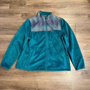 Fila Women Sport Teal Stand Collar Long Sleeve Full Zip Fleece Jacket Size XL